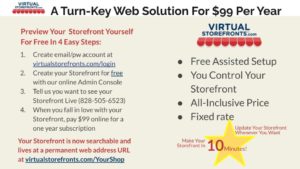 Buy Your $99/year Storefront After You See It Live at Virtualstorefronts.com - Click For Secure Checkout